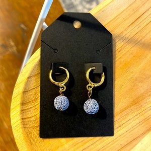 Periwinkle lava stone 18k go huggie hoops